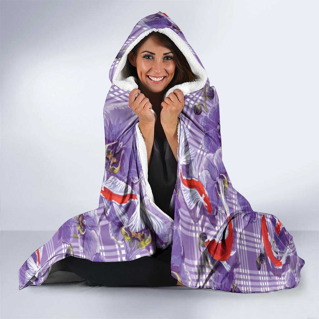 Lavender Palaka Hawaii Aloha Hooded Blanket Koi Pond Mix Orchids - Polynesian Pride