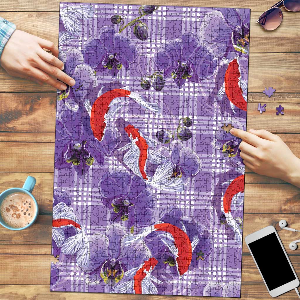 Lavender Palaka Hawaii Aloha Puzzle Koi Pond Mix Orchids - Polynesian Pride