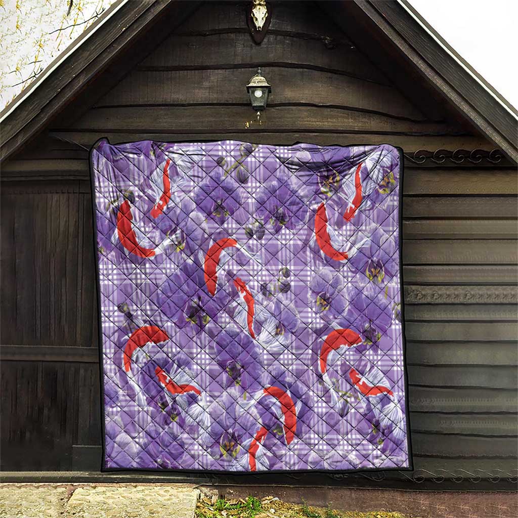 Lavender Palaka Hawaii Aloha Quilt Koi Pond Mix Orchids - Polynesian Pride