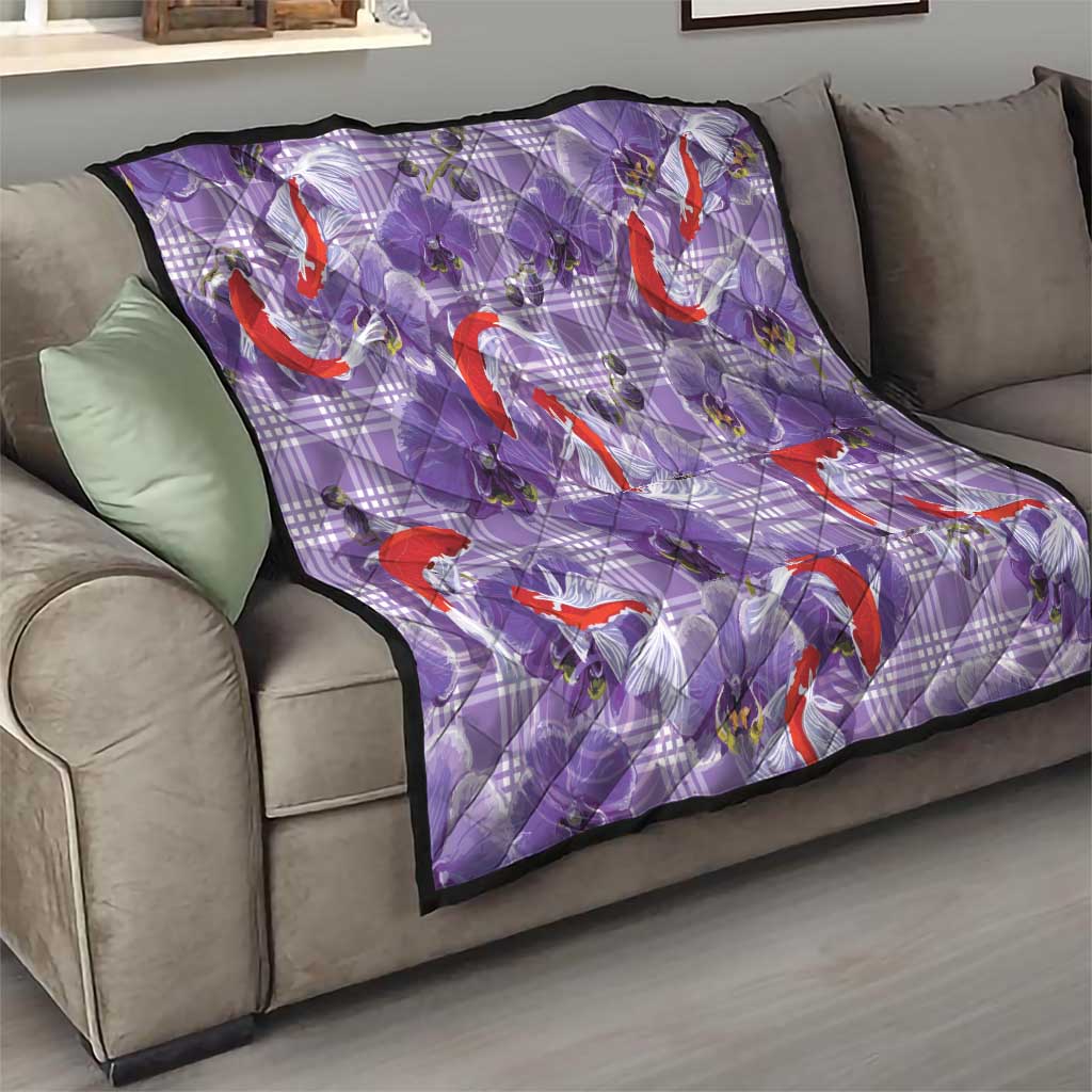 Lavender Palaka Hawaii Aloha Quilt Koi Pond Mix Orchids - Polynesian Pride