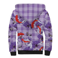Lavender Palaka Hawaii Aloha Sherpa Hoodie Koi Pond Mix Orchids - Polynesian Pride