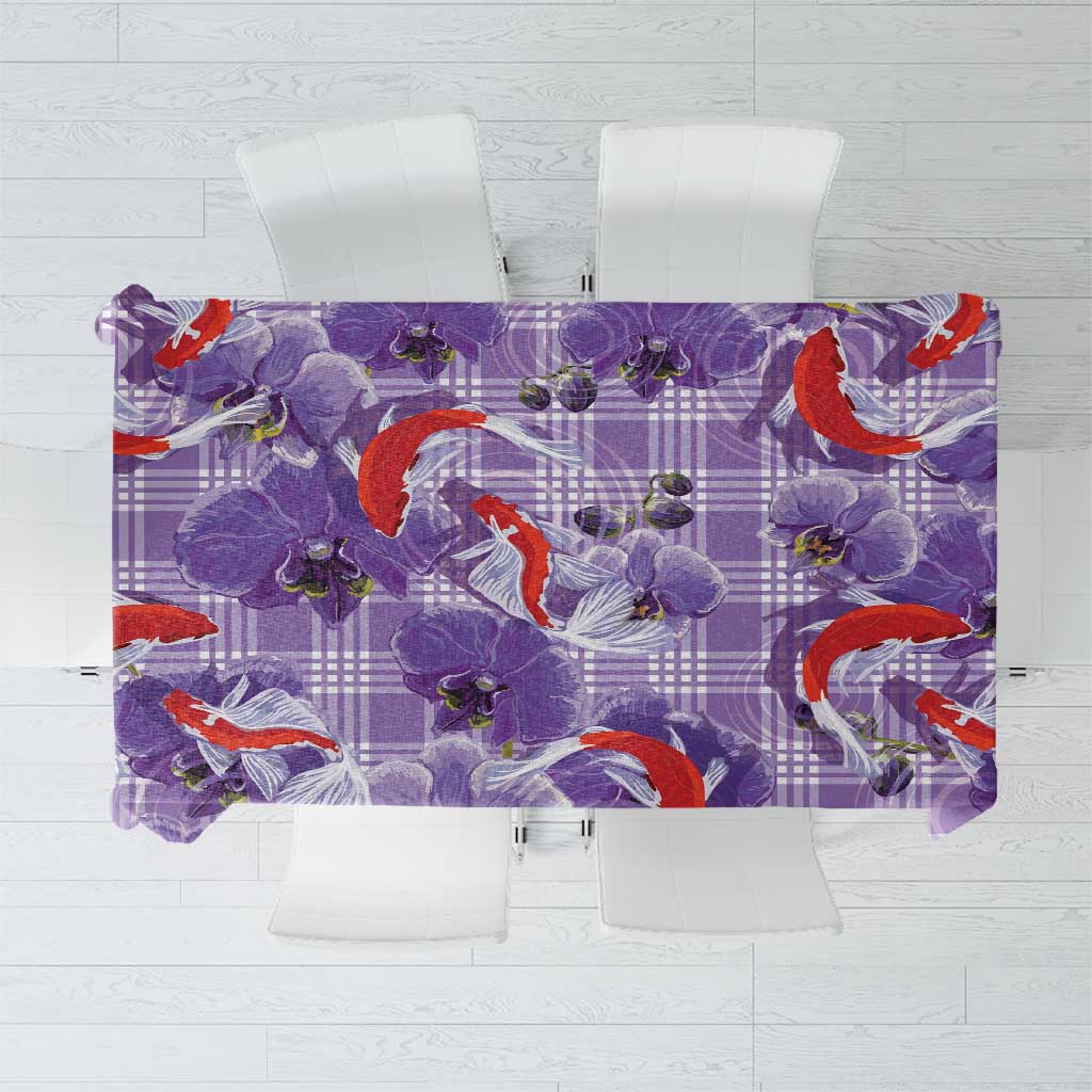 Lavender Palaka Hawaii Aloha Tablecloth Koi Pond Mix Orchids - Polynesian Pride