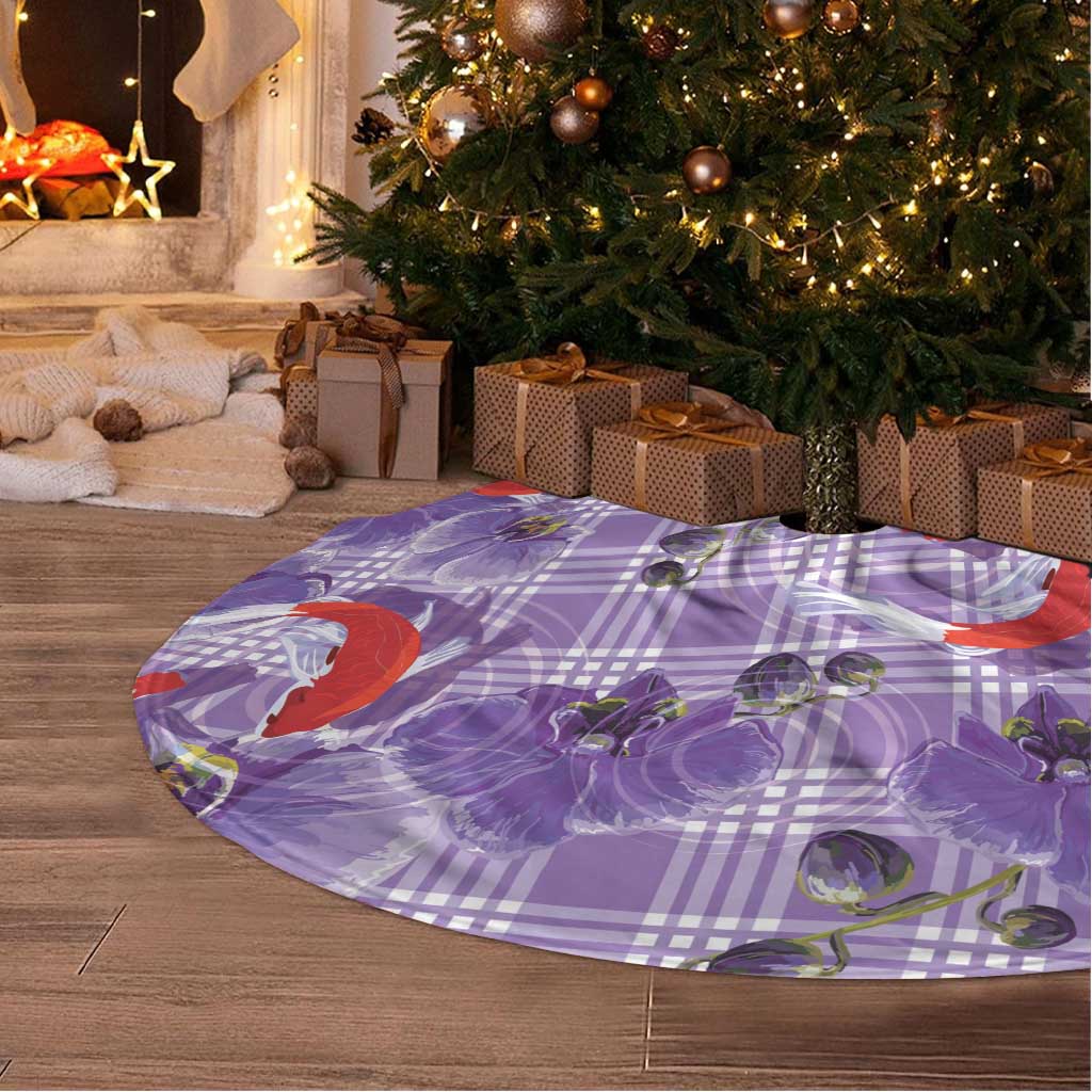 Lavender Palaka Hawaii Aloha Tree Skirt Koi Pond Mix Orchids - Polynesian Pride