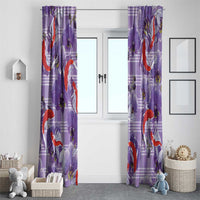 Lavender Palaka Hawaii Aloha Window Curtain Koi Pond Mix Orchids - Polynesian Pride