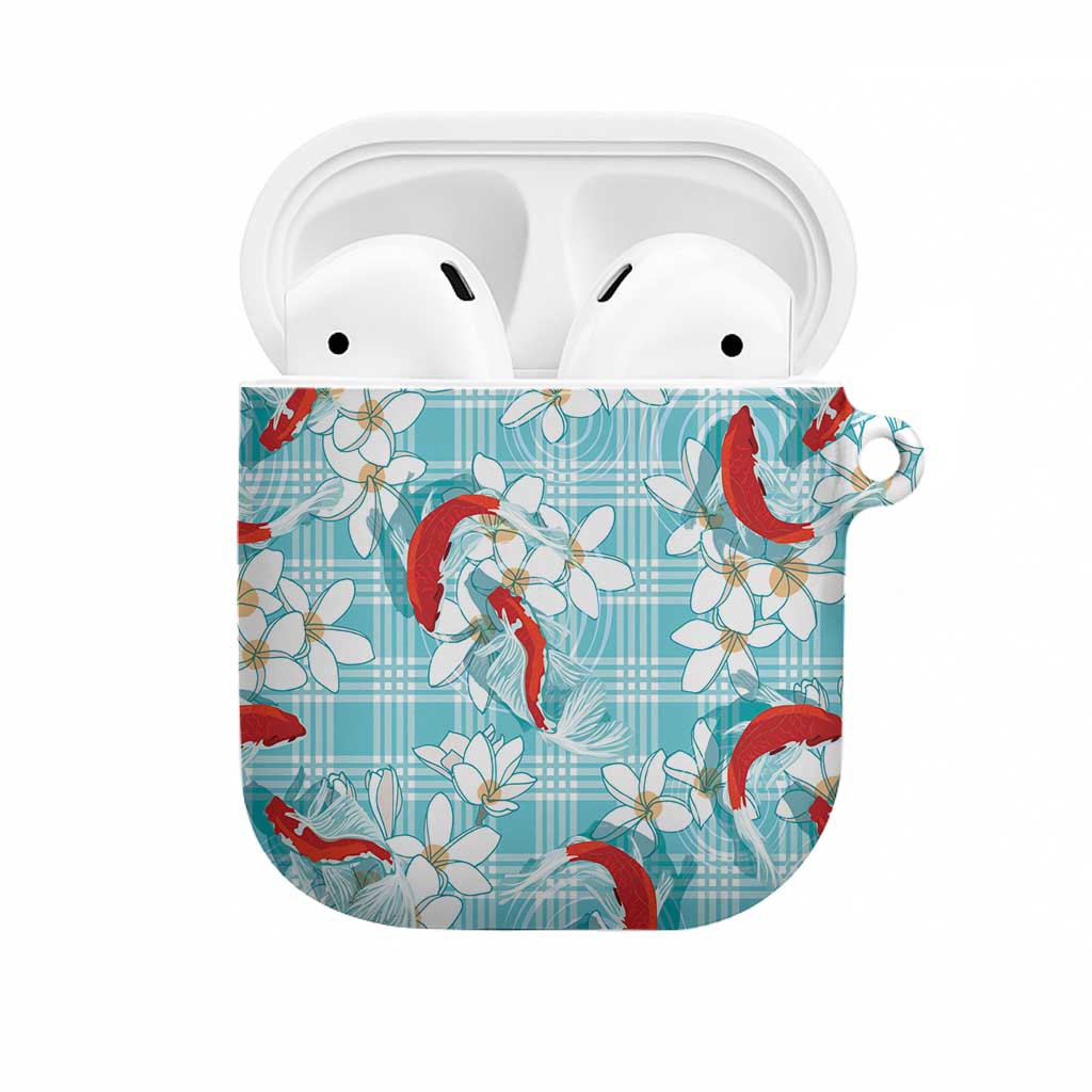 Turquoise Palaka Hawaii Aloha AirPods Case Koi Pond Mix Plumeria - Polynesian Pride