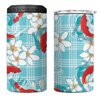 Turquoise Palaka Hawaii Aloha 4 in 1 Can Cooler Tumbler Koi Pond Mix Plumeria - Polynesian Pride