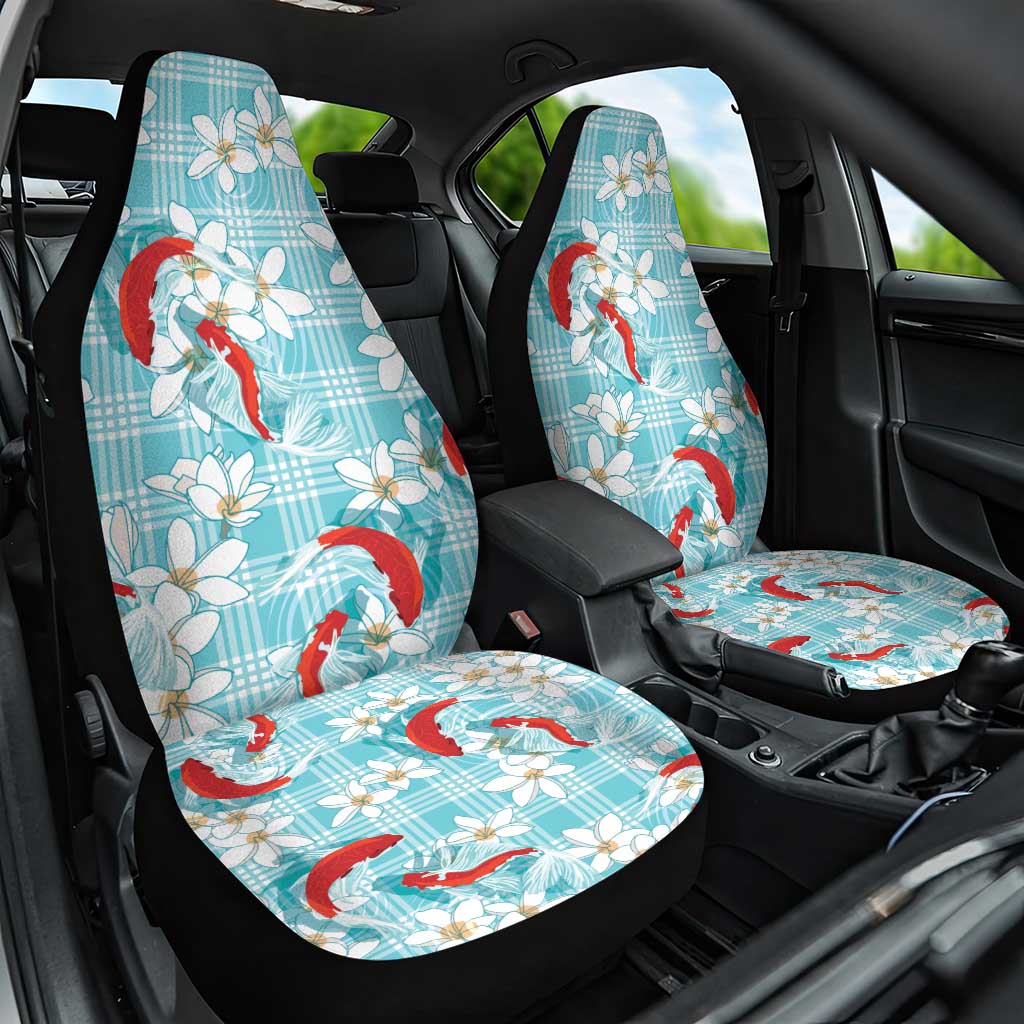 Turquoise Palaka Hawaii Aloha Car Seat Cover Koi Pond Mix Plumeria - Polynesian Pride