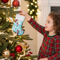 Turquoise Palaka Hawaii Aloha Christmas Stocking Koi Pond Mix Plumeria - Polynesian Pride