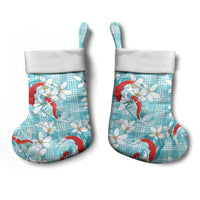 Turquoise Palaka Hawaii Aloha Christmas Stocking Koi Pond Mix Plumeria - Polynesian Pride