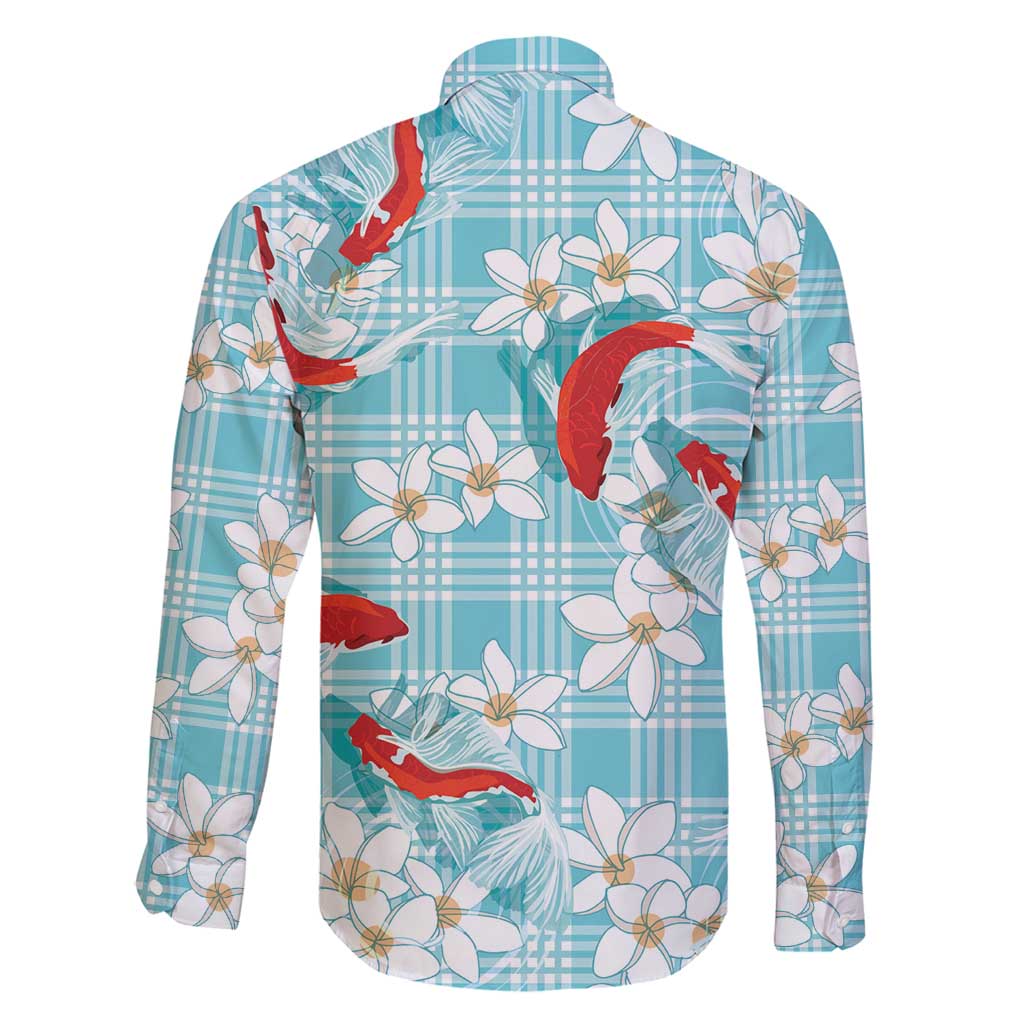 Turquoise Palaka Hawaii Aloha Family Matching Puletasi and Hawaiian Shirt Koi Pond Mix Plumeria - Polynesian Pride