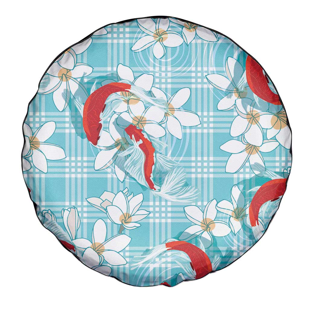 Turquoise Palaka Hawaii Aloha Spare Tire Cover Koi Pond Mix Plumeria - Polynesian Pride