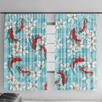 Turquoise Palaka Hawaii Aloha Window Curtain Koi Pond Mix Plumeria - Polynesian Pride
