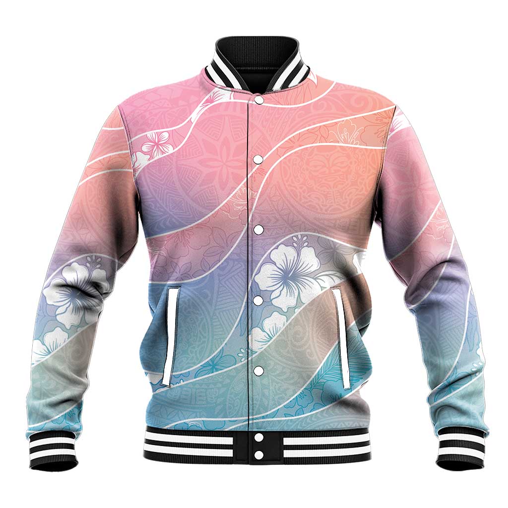 Aloha Hawaii Floral Tapa Baseball Jacket Patchwork Pastel Candy - Polynesian Pride