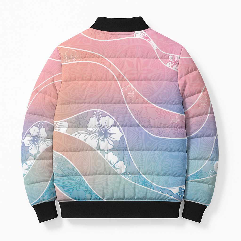 Aloha Hawaii Floral Tapa Bomber Puffer Jacket Patchwork Pastel Candy - Polynesian Pride