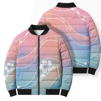 Aloha Hawaii Floral Tapa Bomber Puffer Jacket Patchwork Pastel Candy - Polynesian Pride