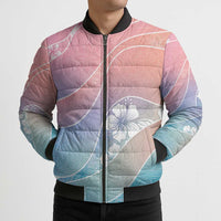 Aloha Hawaii Floral Tapa Bomber Puffer Jacket Patchwork Pastel Candy - Polynesian Pride