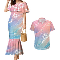 Aloha Hawaii Floral Tapa Couples Matching Mermaid Dress and Hawaiian Shirt Patchwork Pastel Candy - Polynesian Pride