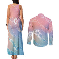 Aloha Hawaii Floral Tapa Couples Matching Tank Maxi Dress and Long Sleeve Button Shirt Patchwork Pastel Candy - Polynesian Pride
