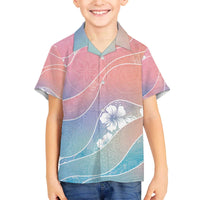 Aloha Hawaii Floral Tapa Family Matching Off The Shoulder Long Sleeve Dress and Hawaiian Shirt Patchwork Pastel Candy - Polynesian Pride