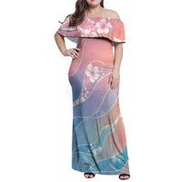 Aloha Hawaii Floral Tapa Family Matching Off Shoulder Maxi Dress and Hawaiian Shirt Patchwork Pastel Candy - Polynesian Pride