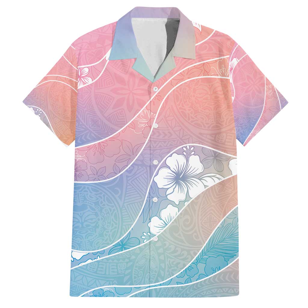 Aloha Hawaii Floral Tapa Family Matching Off Shoulder Short Dress and Hawaiian Shirt Patchwork Pastel Candy - Polynesian Pride