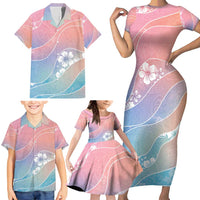 Aloha Hawaii Floral Tapa Family Matching Short Sleeve Bodycon Dress and Hawaiian Shirt Patchwork Pastel Candy - Polynesian Pride