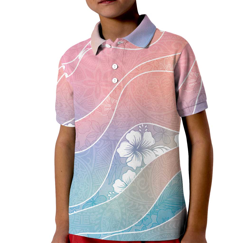 Aloha Hawaii Floral Tapa Kid Polo Shirt Patchwork Pastel Candy LT7 Kid Pastel - Polynesian Pride