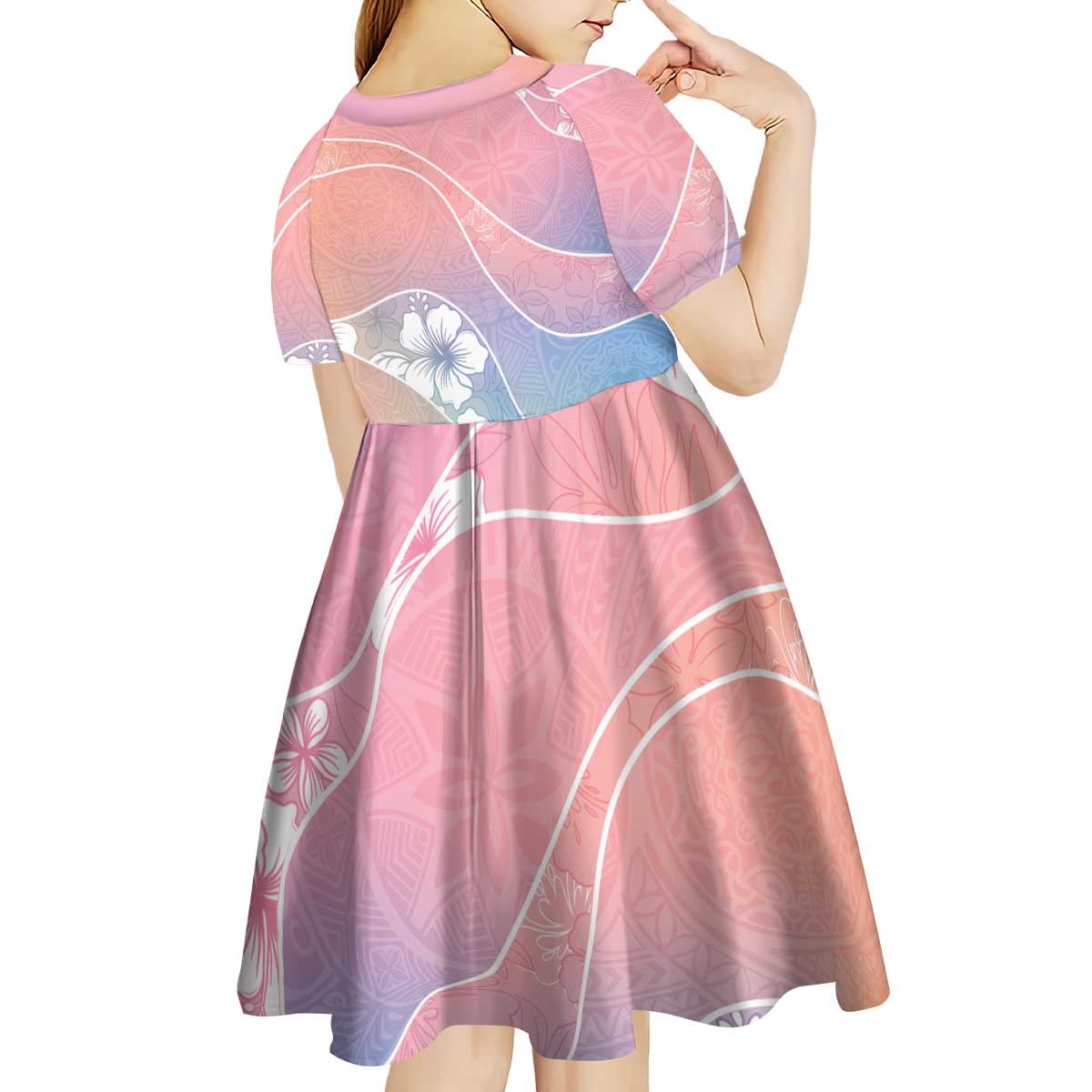 Aloha Hawaii Floral Tapa Kid Short Sleeve Dress Patchwork Pastel Candy - Polynesian Pride