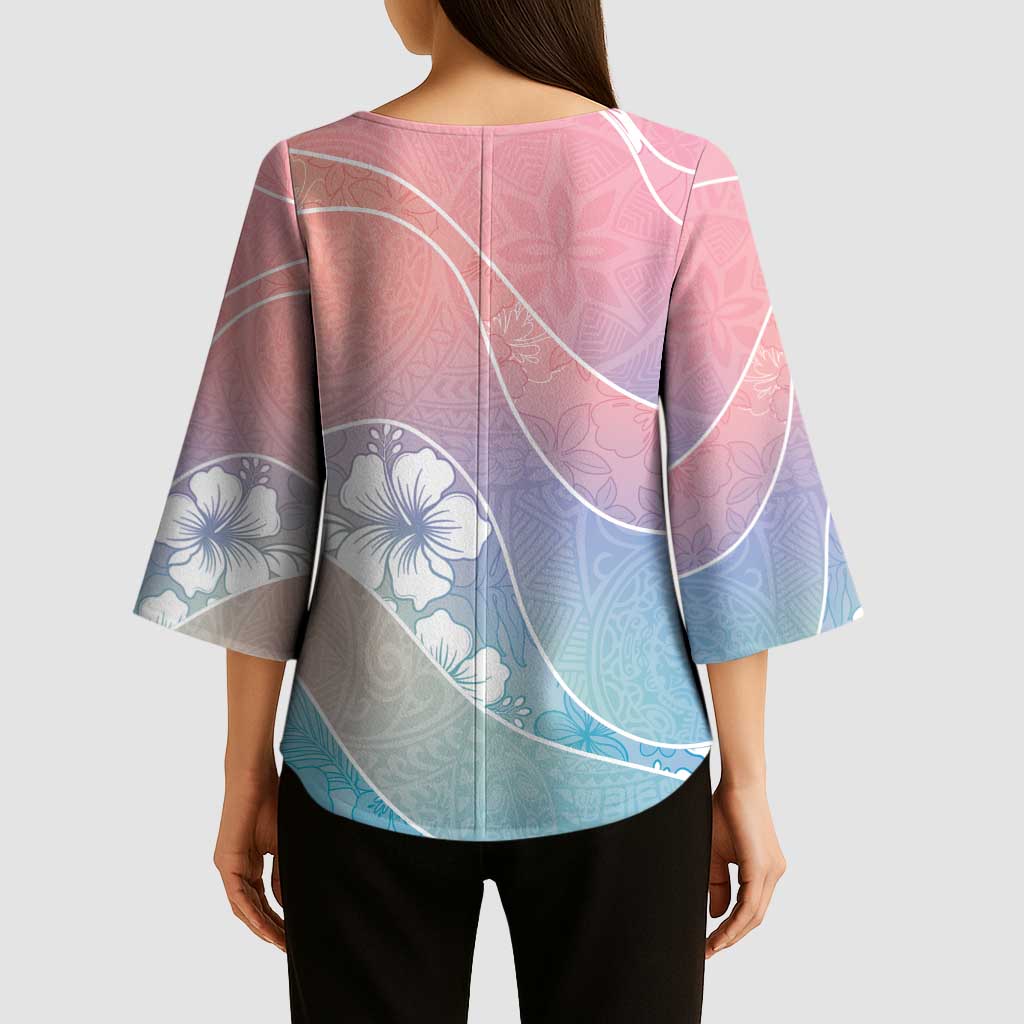 Aloha Hawaii Floral Tapa Kimono Sleeve Blouse Patchwork Pastel Candy - Polynesian Pride