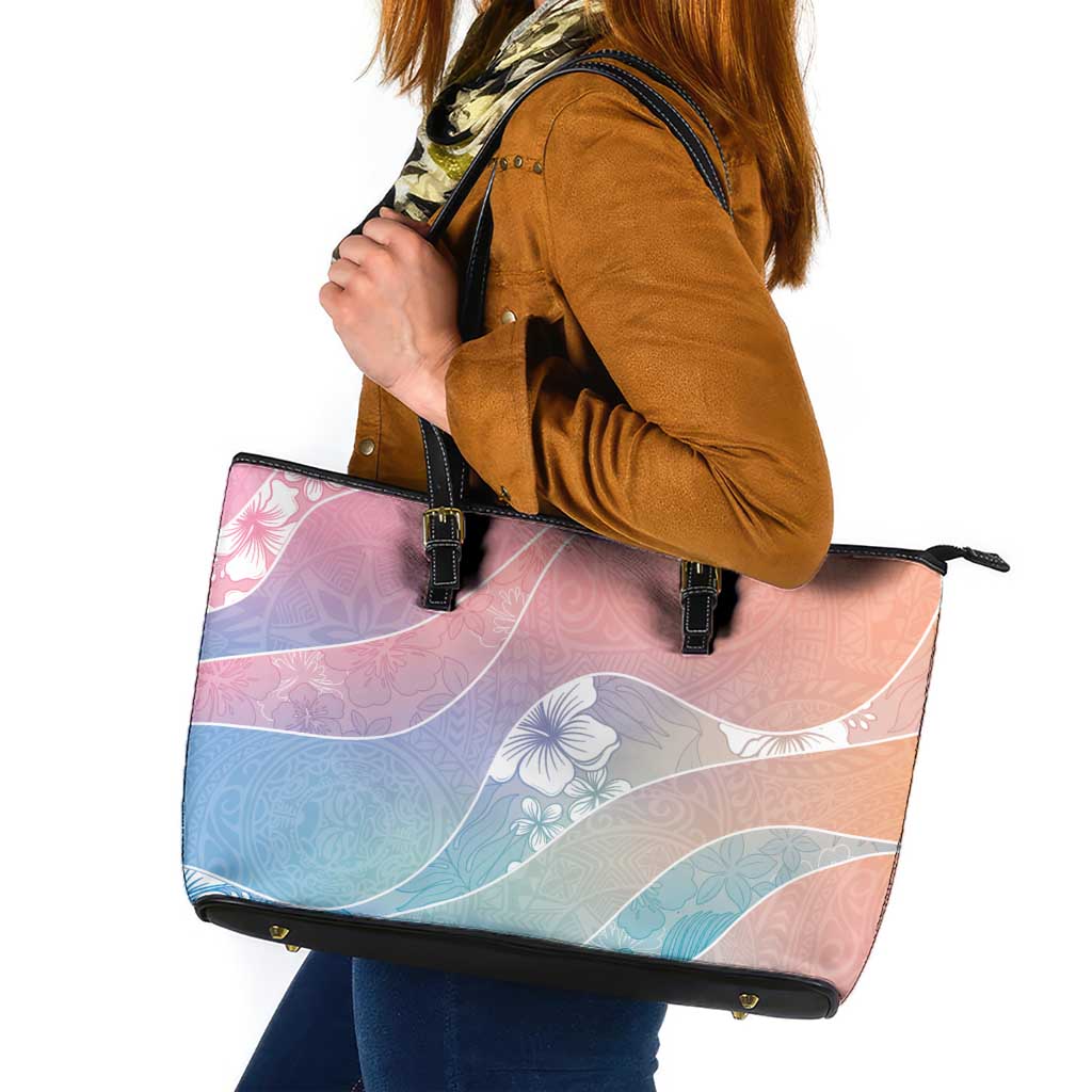 Aloha Hawaii Floral Tapa Leather Tote Bag Patchwork Pastel Candy LT7 Pastel - Polynesian Pride