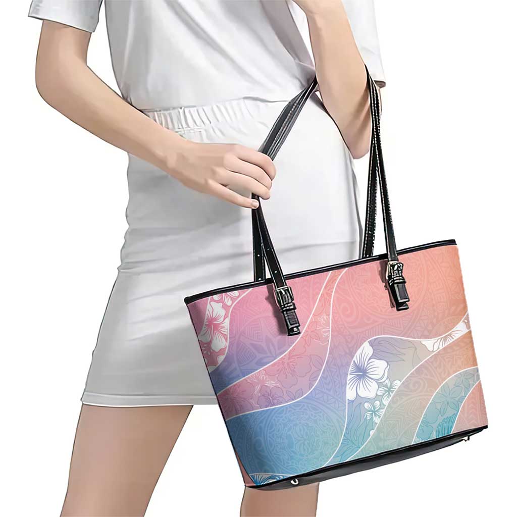 Aloha Hawaii Floral Tapa Leather Tote Bag Patchwork Pastel Candy - Polynesian Pride