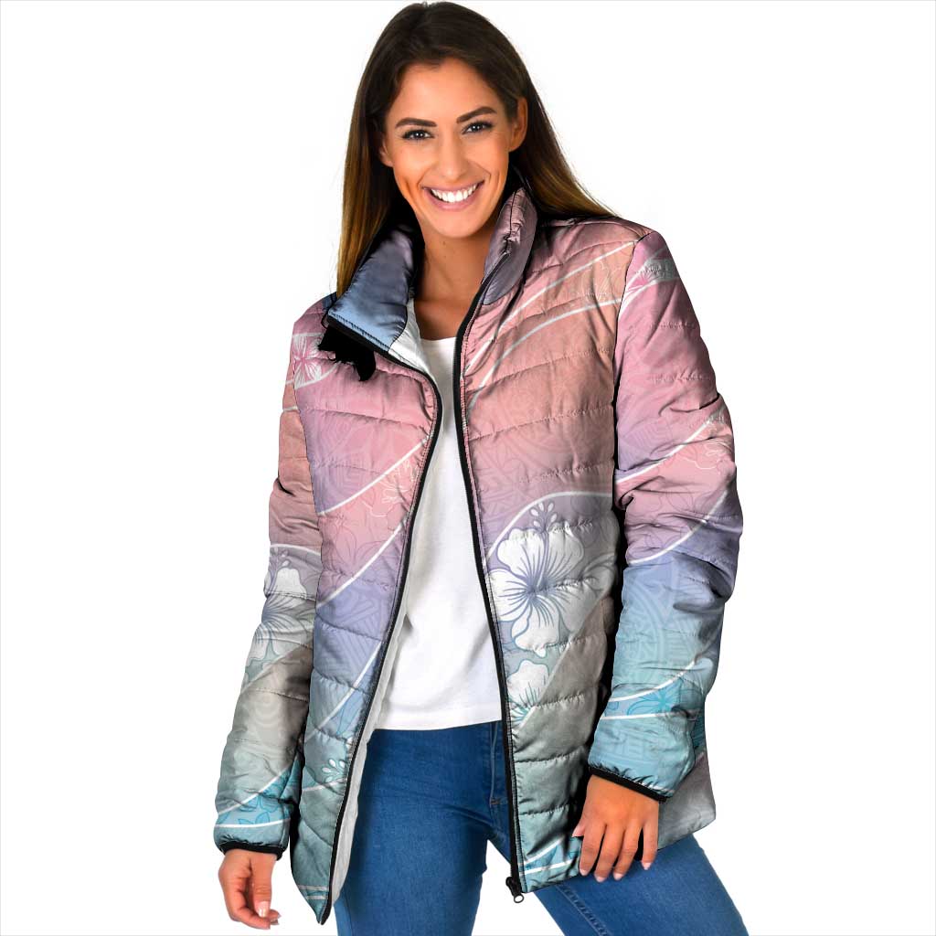 Aloha Hawaii Floral Tapa Padded Jacket Patchwork Pastel Candy - Polynesian Pride