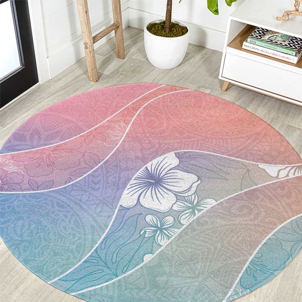 Aloha Hawaii Floral Tapa Round Carpet Patchwork Pastel Candy - Polynesian Pride