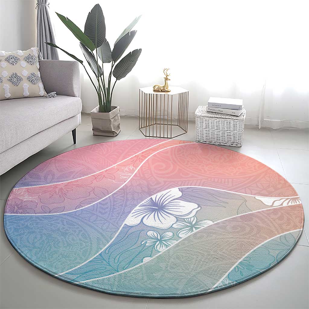 Aloha Hawaii Floral Tapa Round Carpet Patchwork Pastel Candy - Polynesian Pride