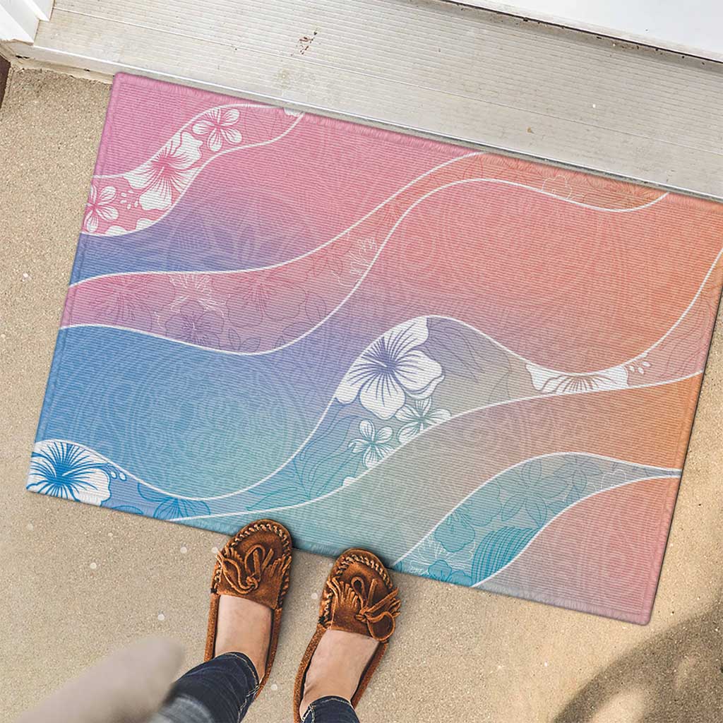 Aloha Hawaii Floral Tapa Rubber Doormat Patchwork Pastel Candy - Polynesian Pride