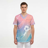 Aloha Hawaii Floral Tapa Scrub Top Patchwork Pastel Candy - Polynesian Pride