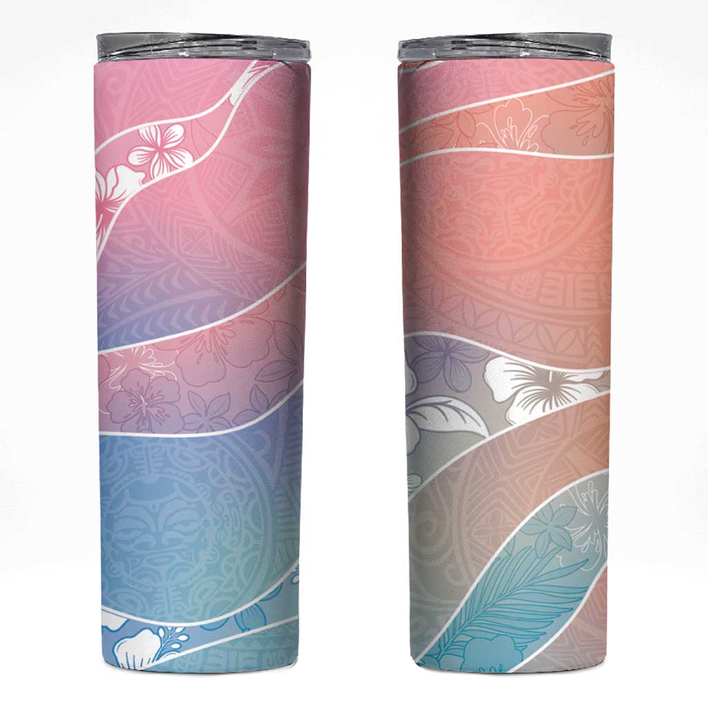 Aloha Hawaii Floral Tapa Skinny Tumbler Patchwork Pastel Candy - Polynesian Pride