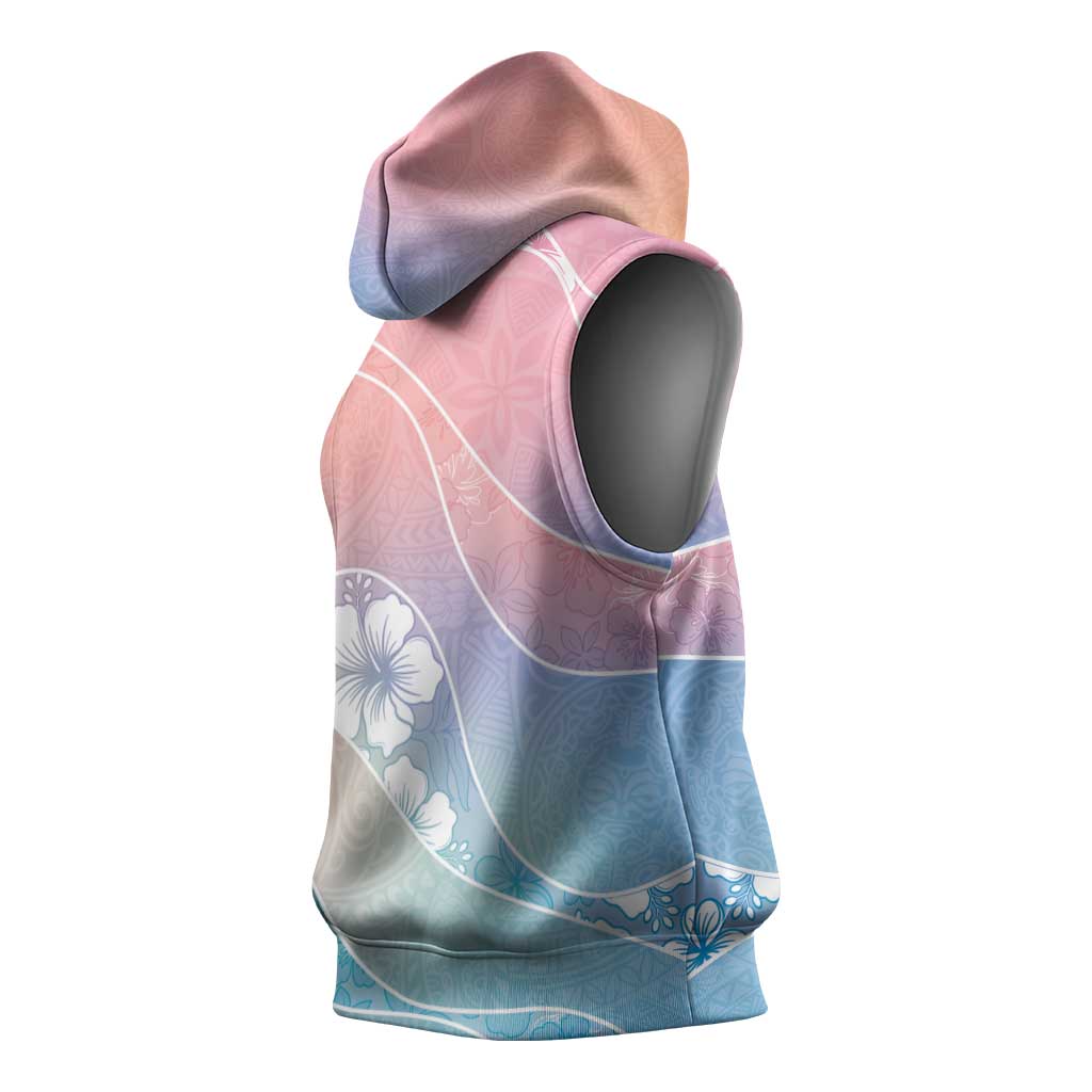 Aloha Hawaii Floral Tapa Sleeveless Hoodie Patchwork Pastel Candy - Polynesian Pride