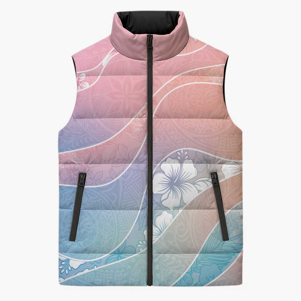 Aloha Hawaii Floral Tapa Sleeveless Puffer Jacket Patchwork Pastel Candy - Polynesian Pride