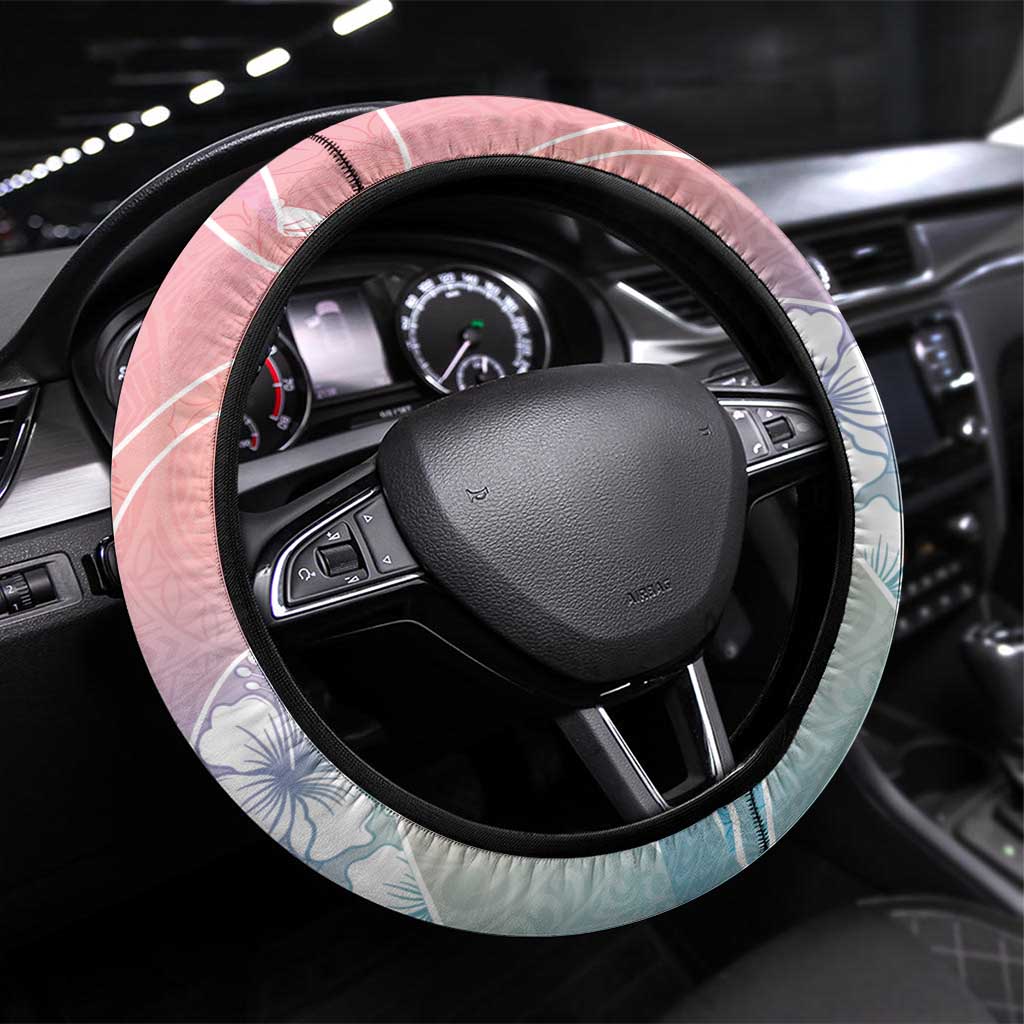 Aloha Hawaii Floral Tapa Steering Wheel Cover Patchwork Pastel Candy - Polynesian Pride