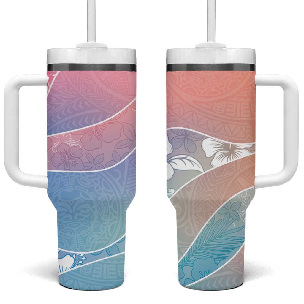 Aloha Hawaii Floral Tapa Tumbler With Handle Patchwork Pastel Candy - Polynesian Pride