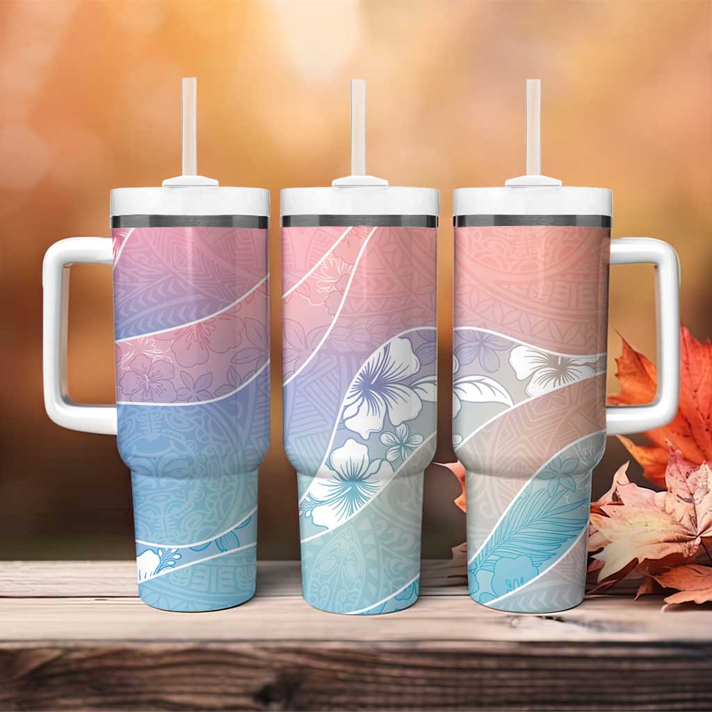 Aloha Hawaii Floral Tapa Tumbler With Handle Patchwork Pastel Candy - Polynesian Pride