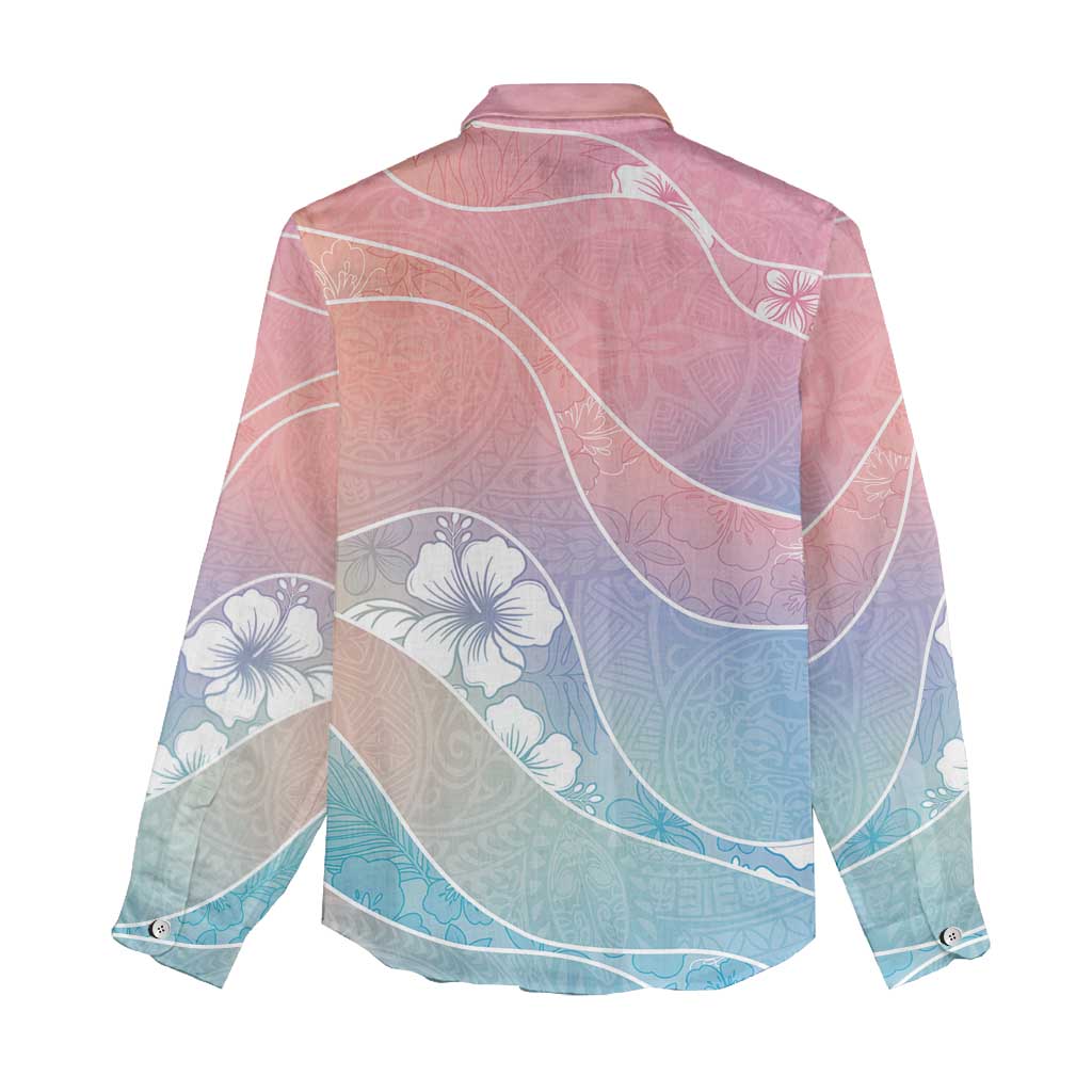 Aloha Hawaii Floral Tapa Women Casual Shirt Patchwork Pastel Candy - Polynesian Pride