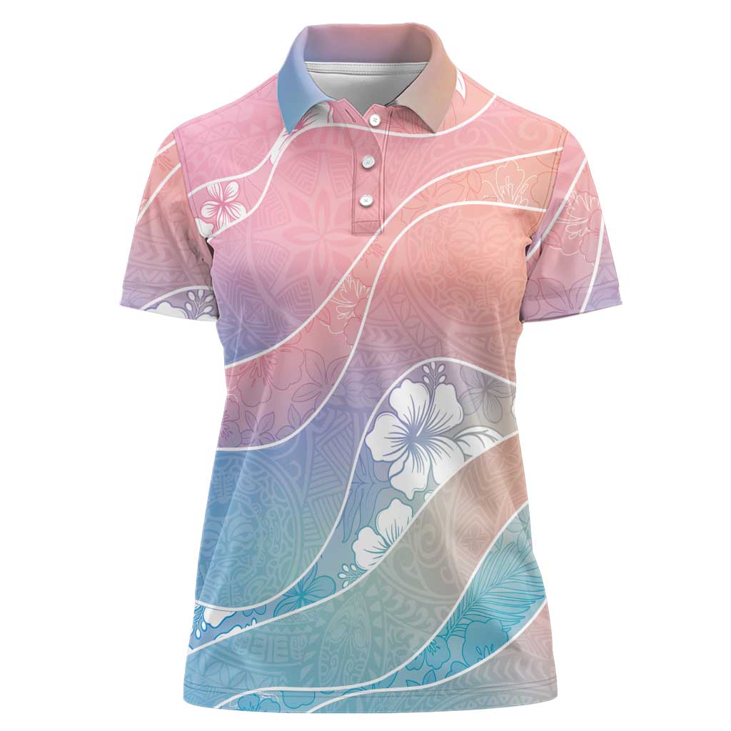 Aloha Hawaii Floral Tapa Women Polo Shirt Patchwork Pastel Candy LT7 Female Pastel - Polynesian Pride