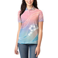 Aloha Hawaii Floral Tapa Women Polo Shirt Patchwork Pastel Candy - Polynesian Pride