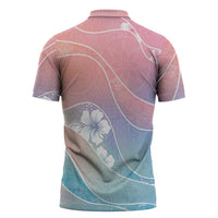 Aloha Hawaii Floral Tapa Zipper Polo Shirt Patchwork Pastel Candy - Polynesian Pride