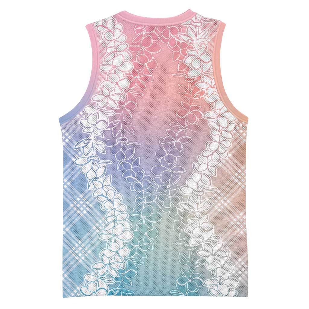 Hawaii Aloha Plumeria Lei Pastel Candy Palaka Basketball Jersey - Polynesian Pride