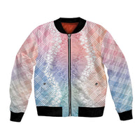 Hawaii Aloha Plumeria Lei Pastel Candy Palaka Bomber Jacket - Polynesian Pride