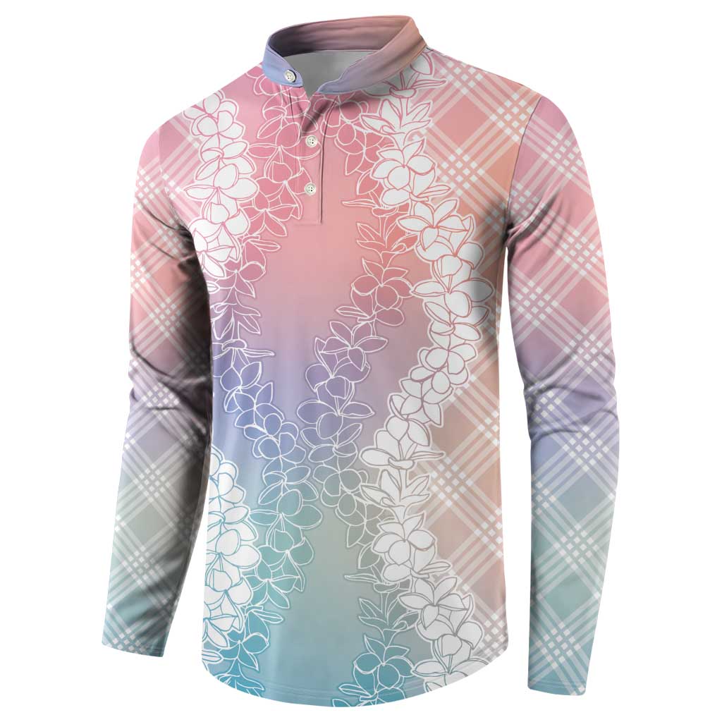 Hawaii Aloha Plumeria Lei Pastel Candy Palaka Button Sweatshirt - Polynesian Pride