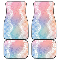 Hawaii Aloha Plumeria Lei Pastel Candy Palaka Car Mats - Polynesian Pride